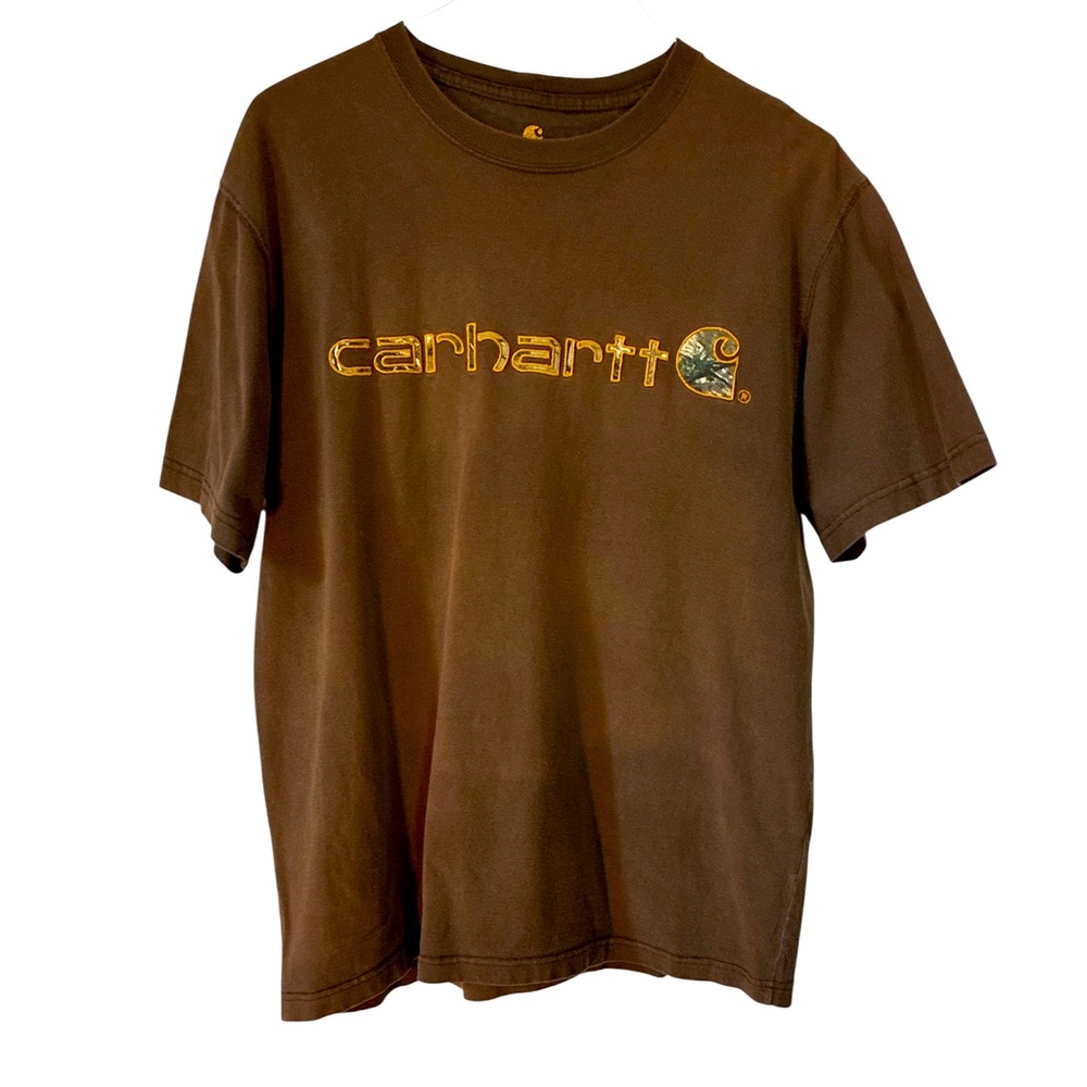 Carhartt Distressed Tee Shirt Rugged Streetwear Gorpcore Brown Medium